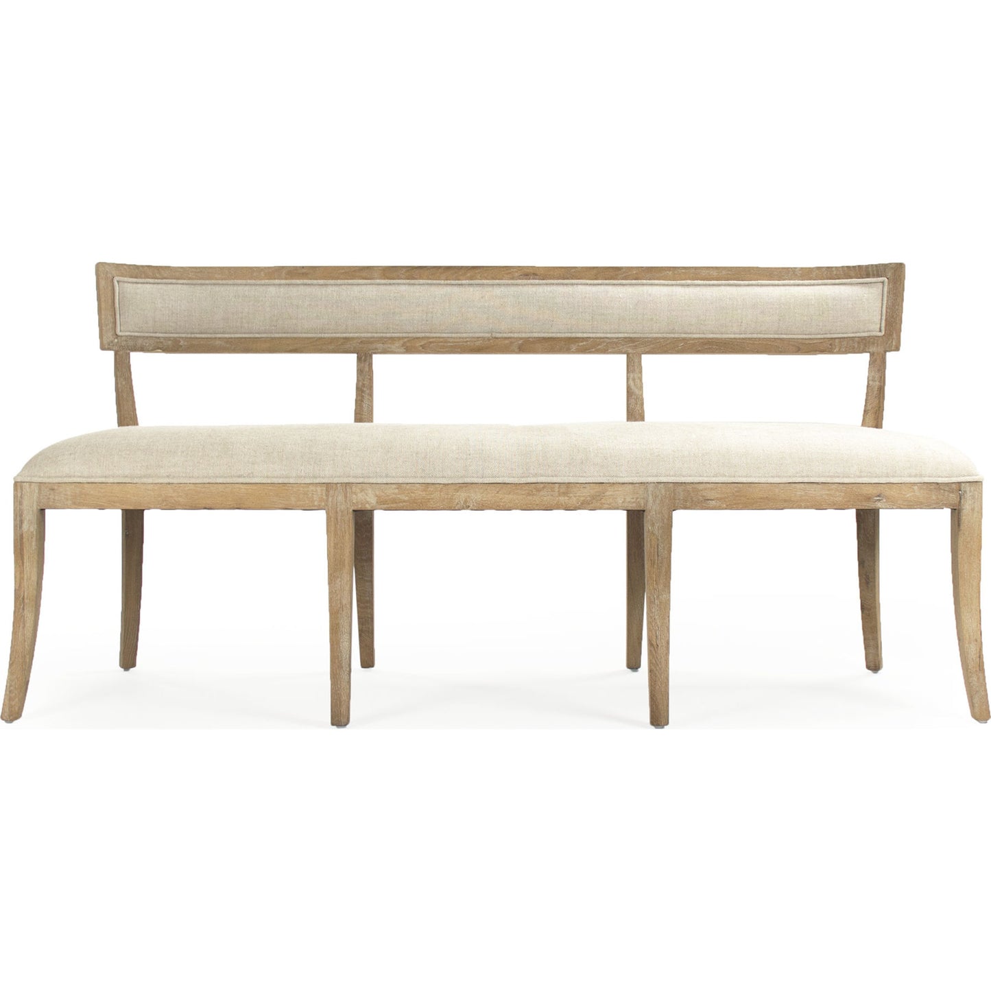 002 S-336854 | Additional Silo | Carvell Bench by Zentique in natural cream linen and limed gray oak. Made from limed grey oak in a transitional style.