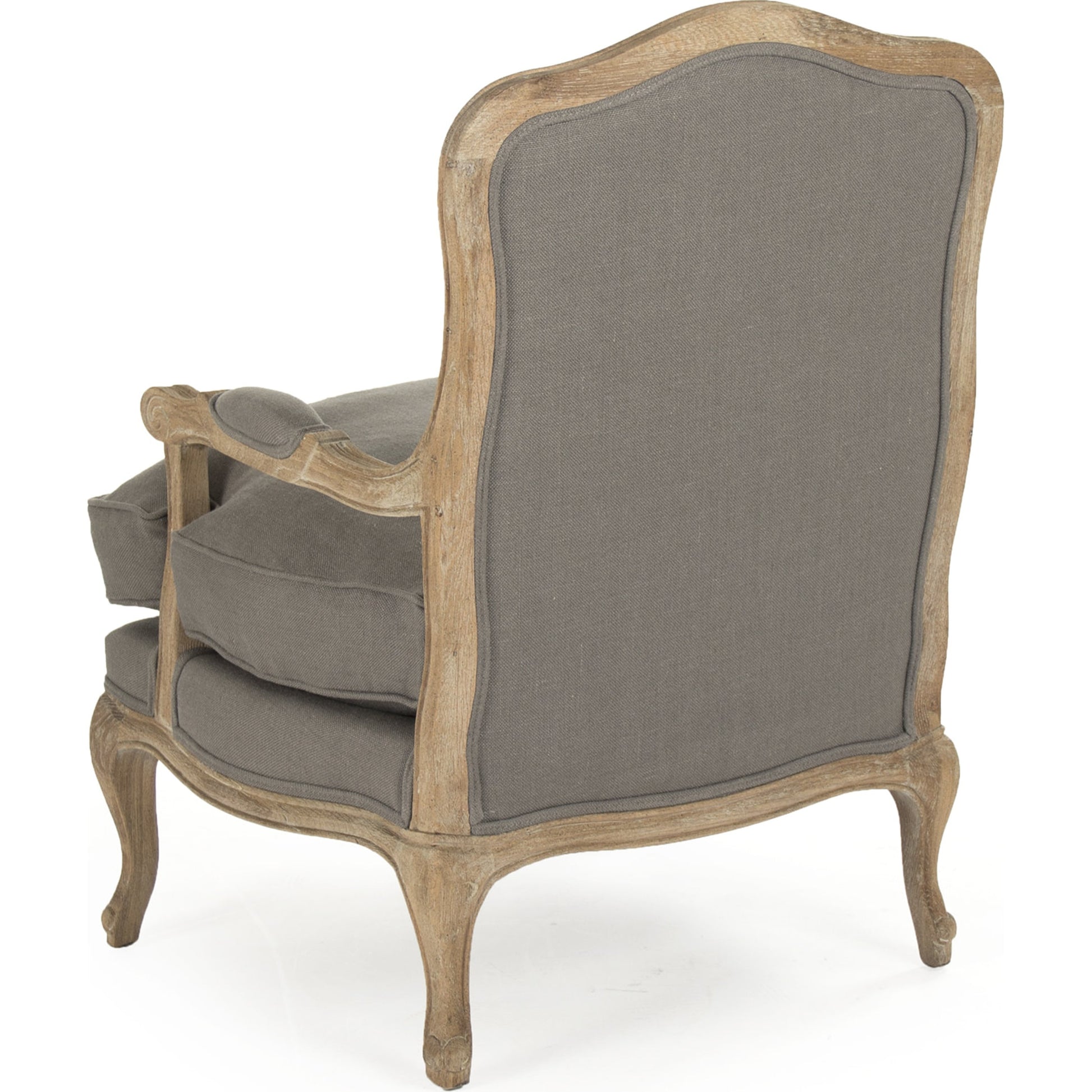 Bastille Arm Chair by Zentique in gray linen and limed gray oak. Made from limed grey oak in a cottage & farmhouse style.