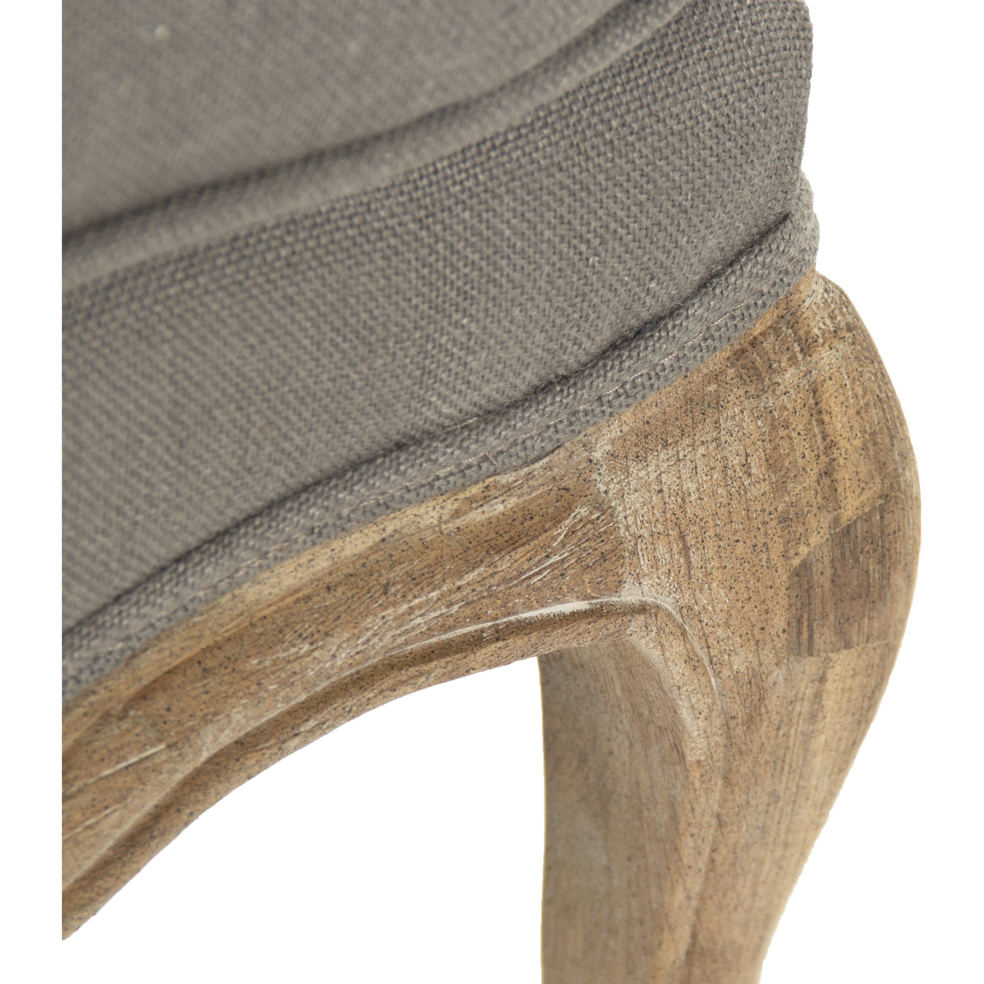 Bastille Arm Chair by Zentique in gray linen and limed gray oak. Made from limed grey oak in a cottage & farmhouse style.