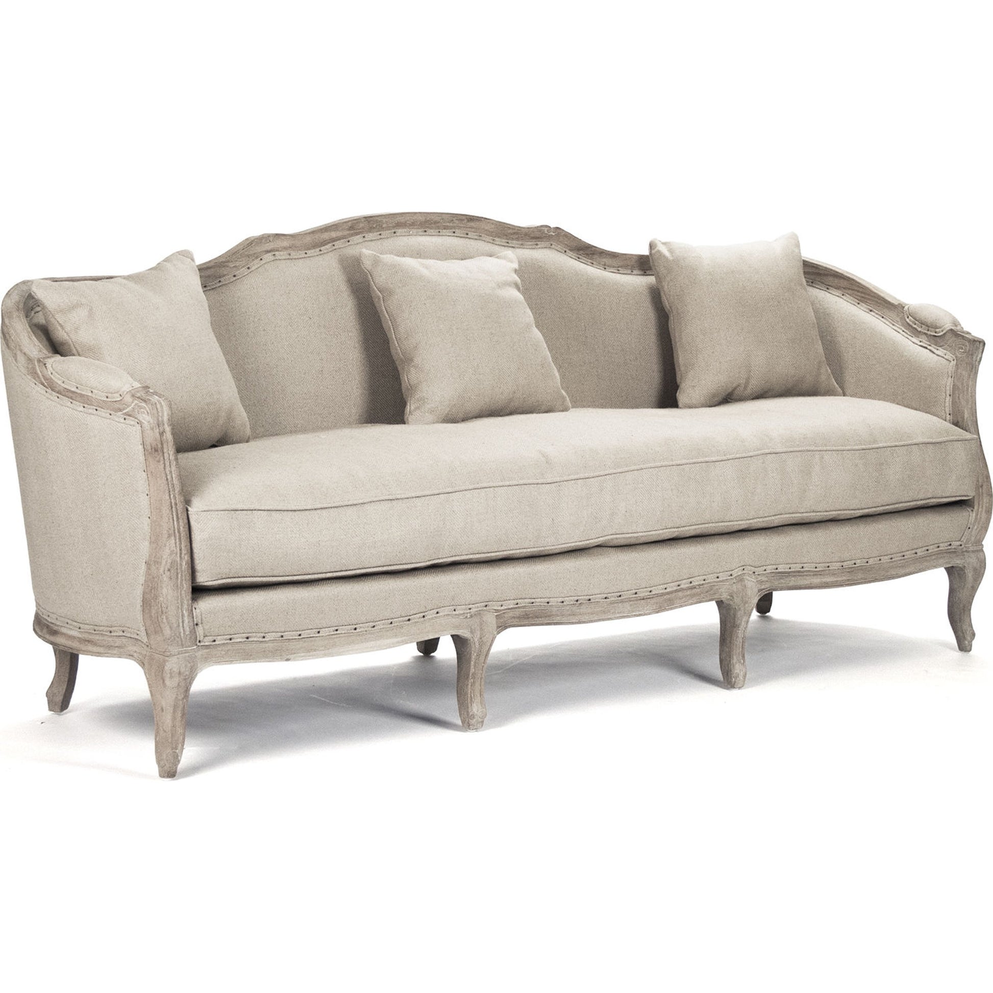 Maison Sofa by Zentique in limed gray oak. Made from limed grey oak in a traditional style.