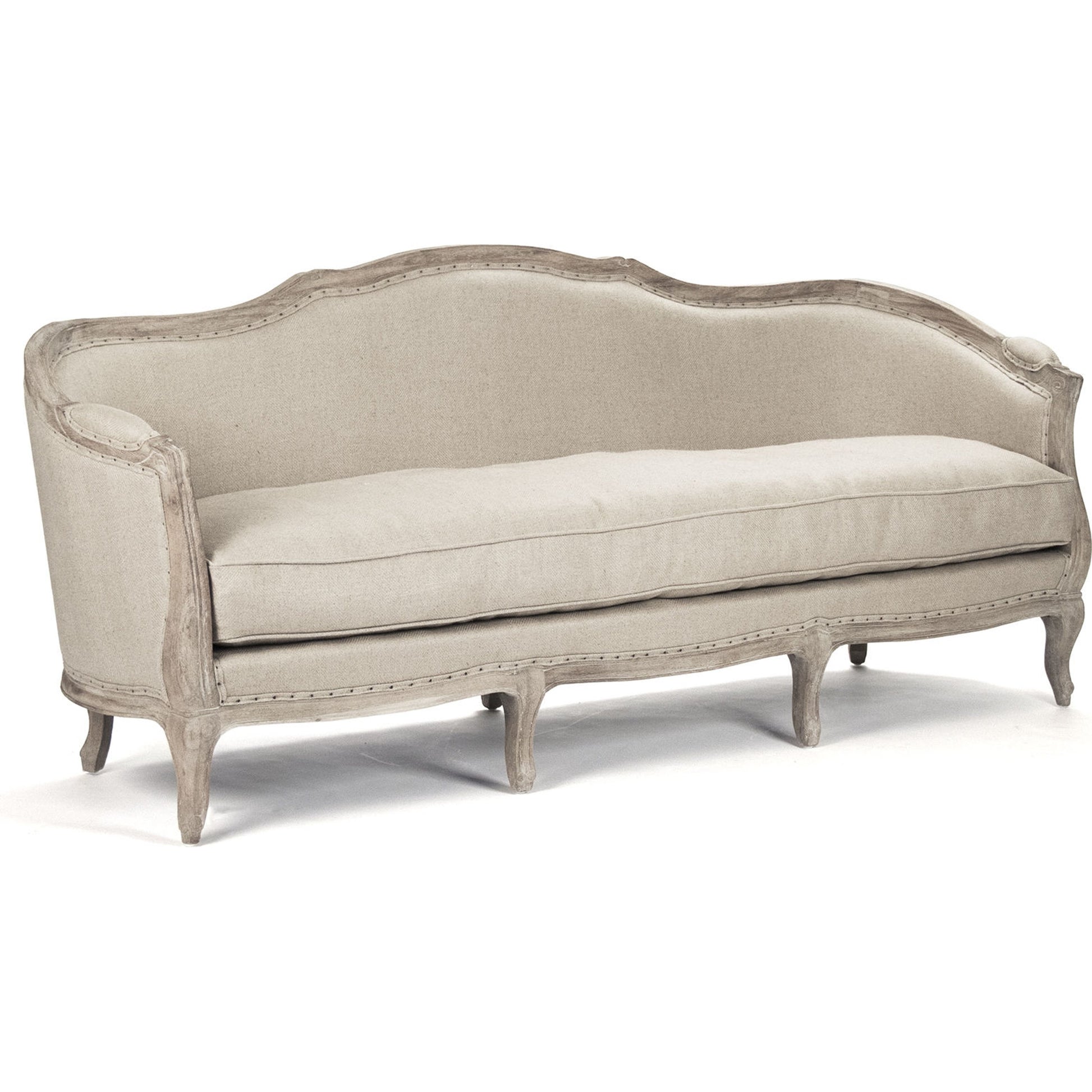 Maison Sofa by Zentique in limed gray oak. Made from limed grey oak in a traditional style.