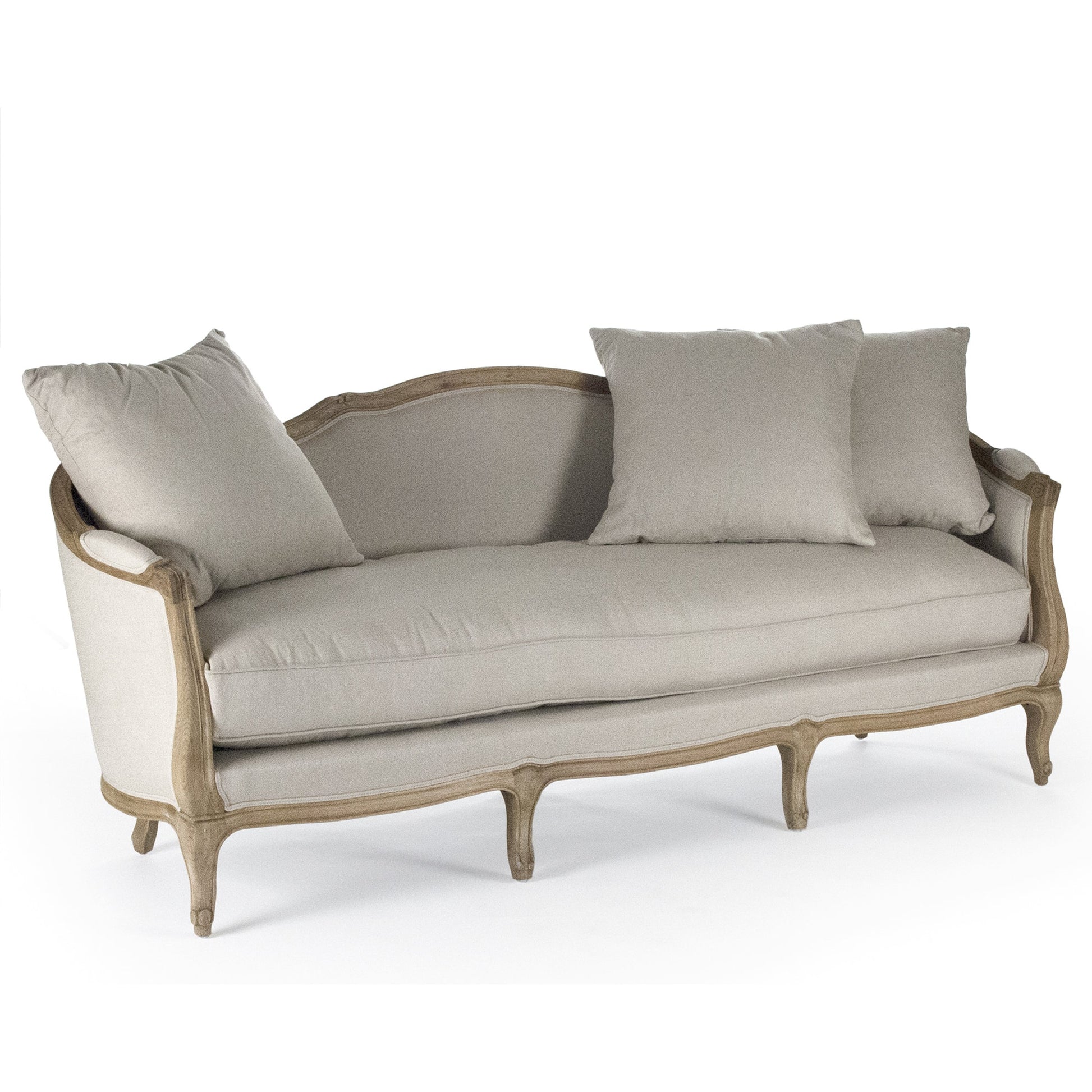 Maison Sofa by Zentique in limed gray oak. Made from limed grey oak in a traditional style.