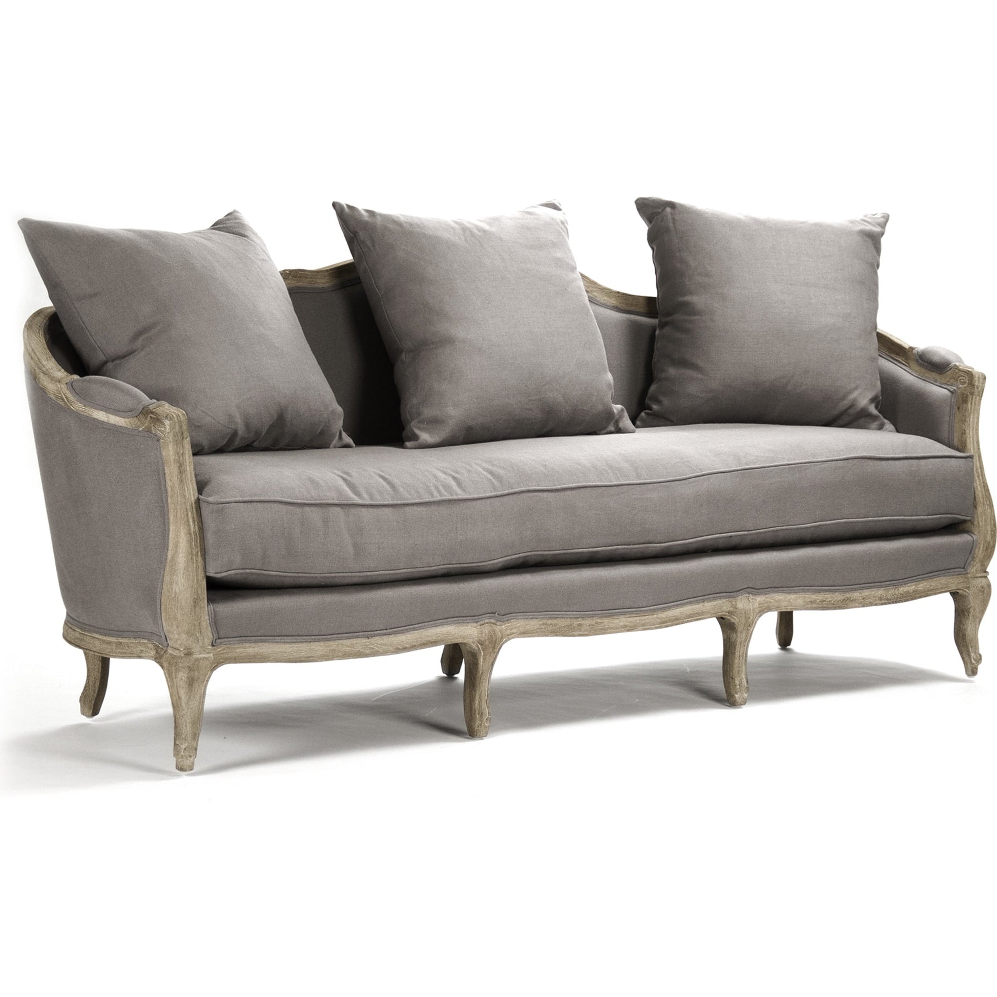Maison Sofa by Zentique in limed gray oak. Made from limed grey oak in a traditional style.