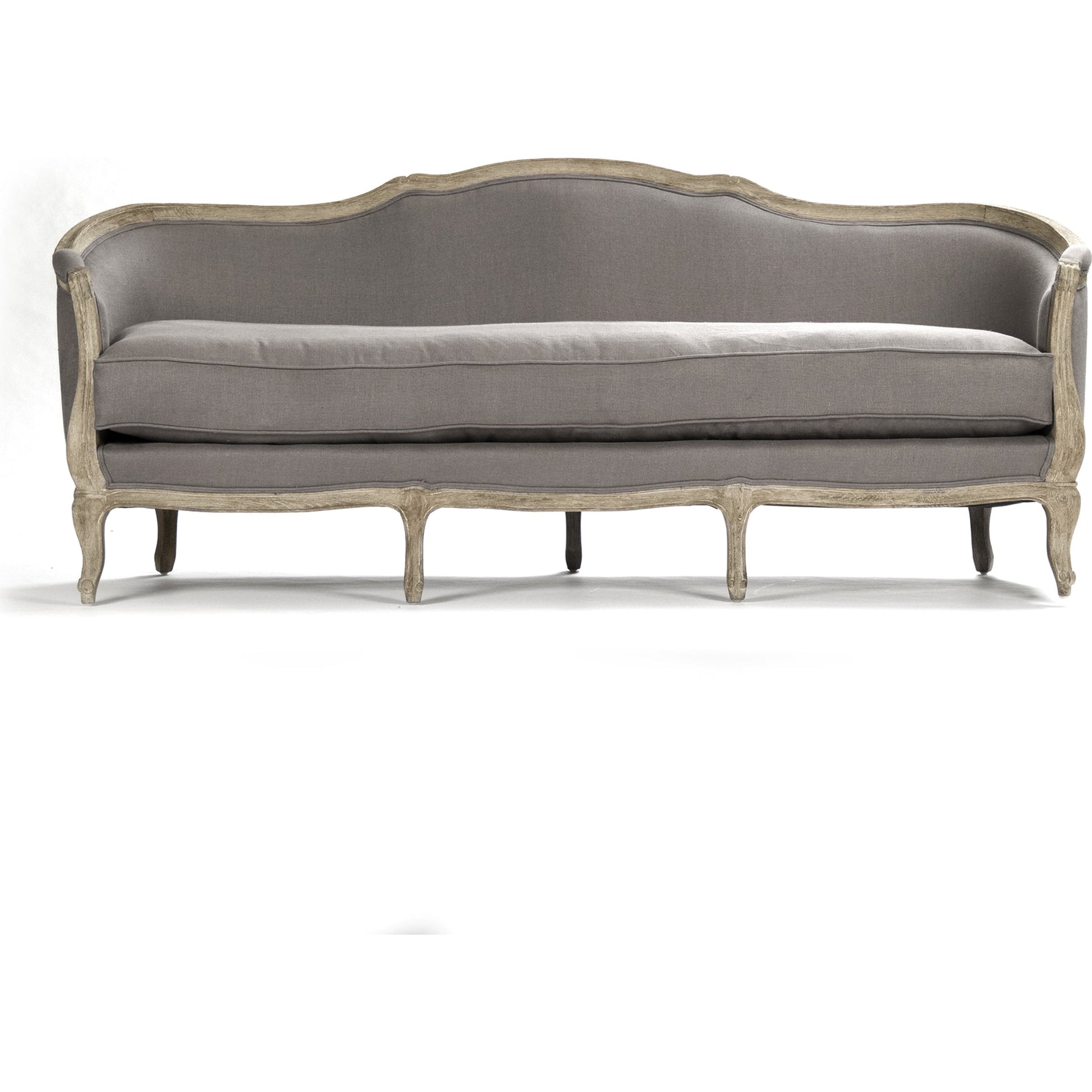 Maison Sofa by Zentique in limed gray oak. Made from limed grey oak in a traditional style.
