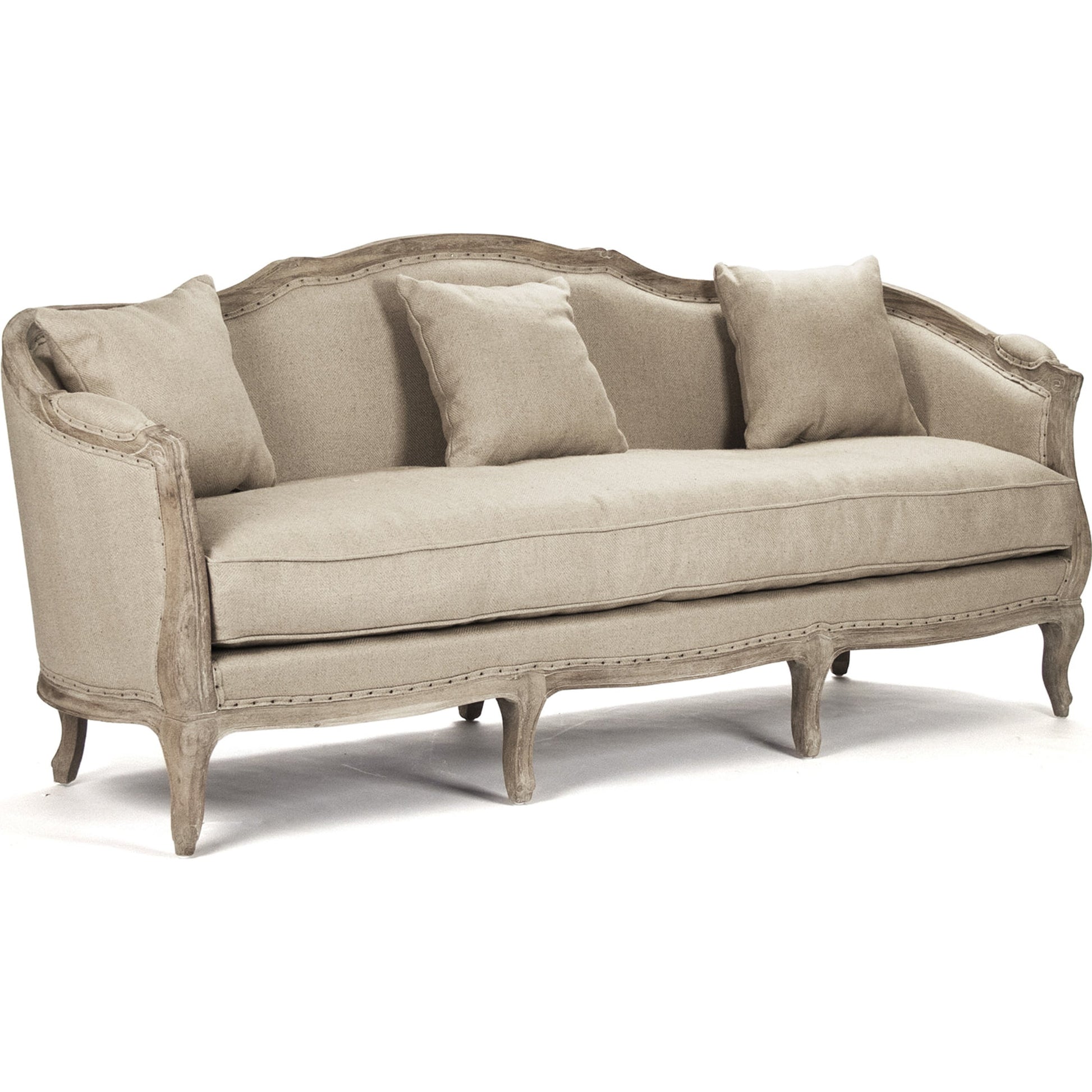 Maison Sofa by Zentique in limed gray oak. Made from limed grey oak in a traditional style.