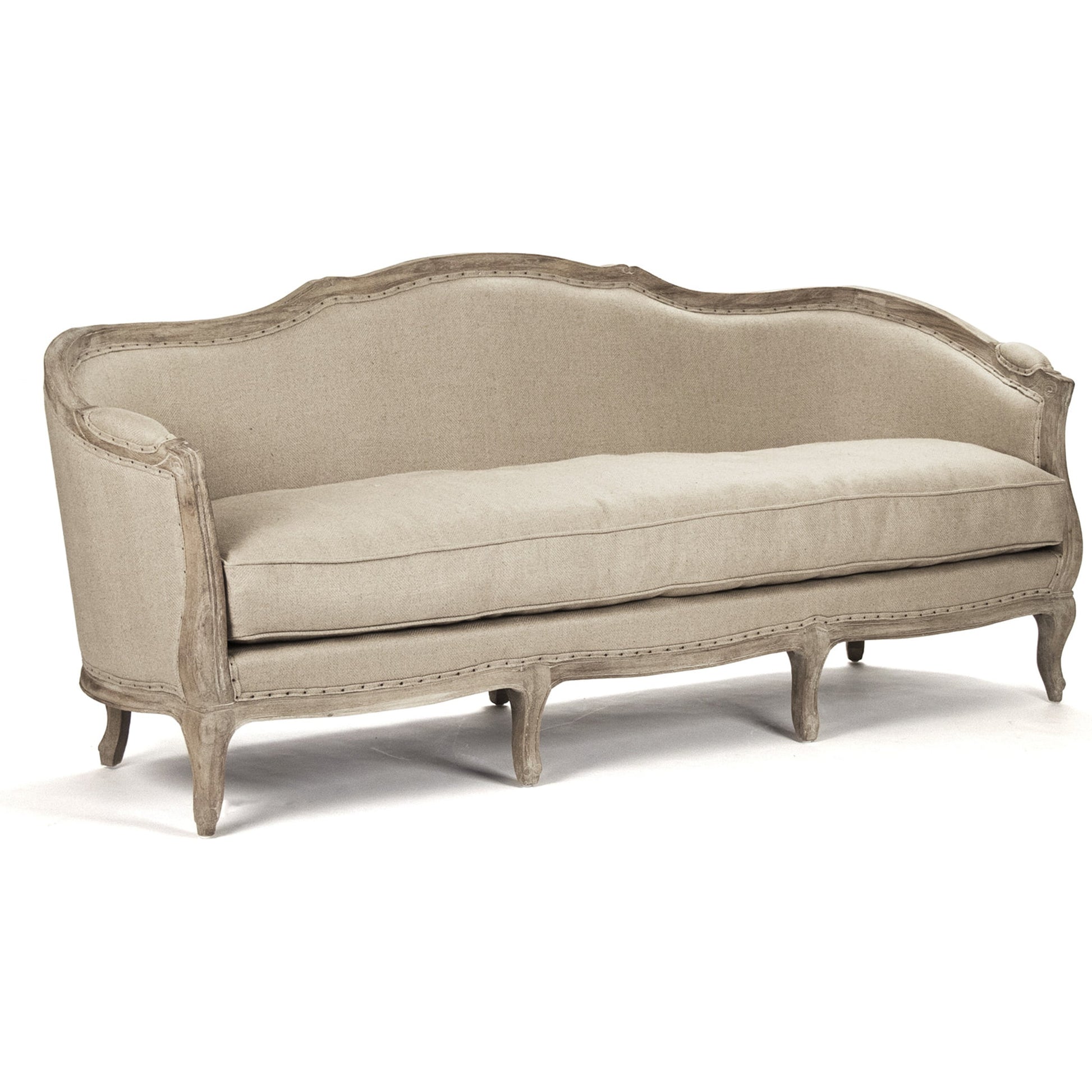 Maison Sofa by Zentique in limed gray oak. Made from limed grey oak in a traditional style.