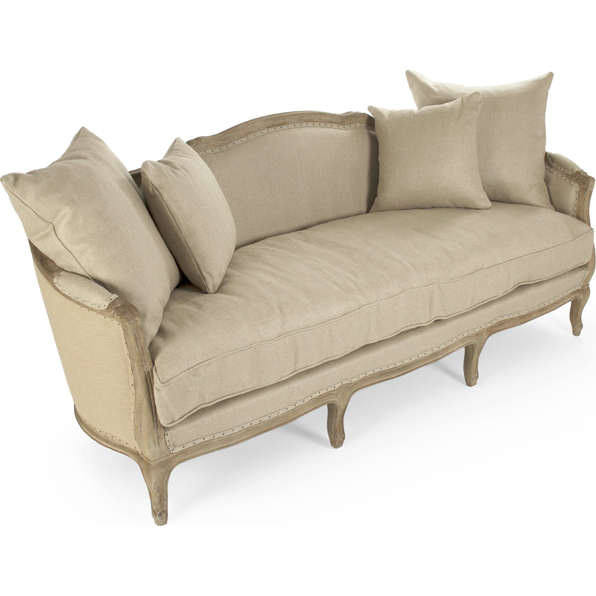 Maison Sofa by Zentique in limed gray oak. Made from limed grey oak in a traditional style.