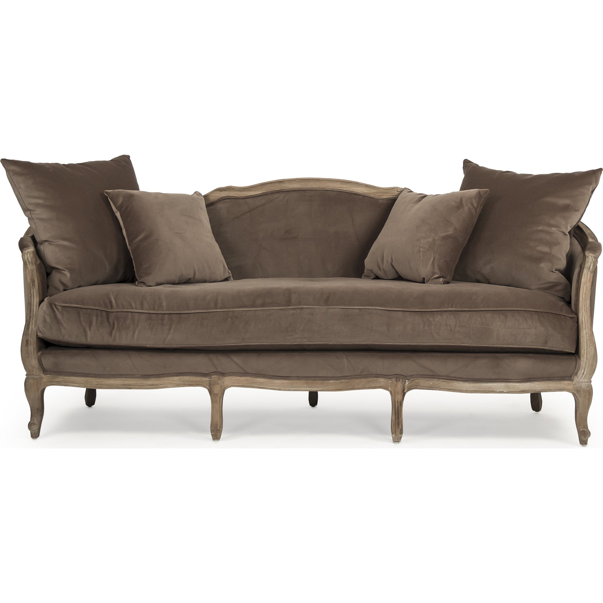 Maison Sofa by Zentique in limed gray oak. Made from limed grey oak in a traditional style.