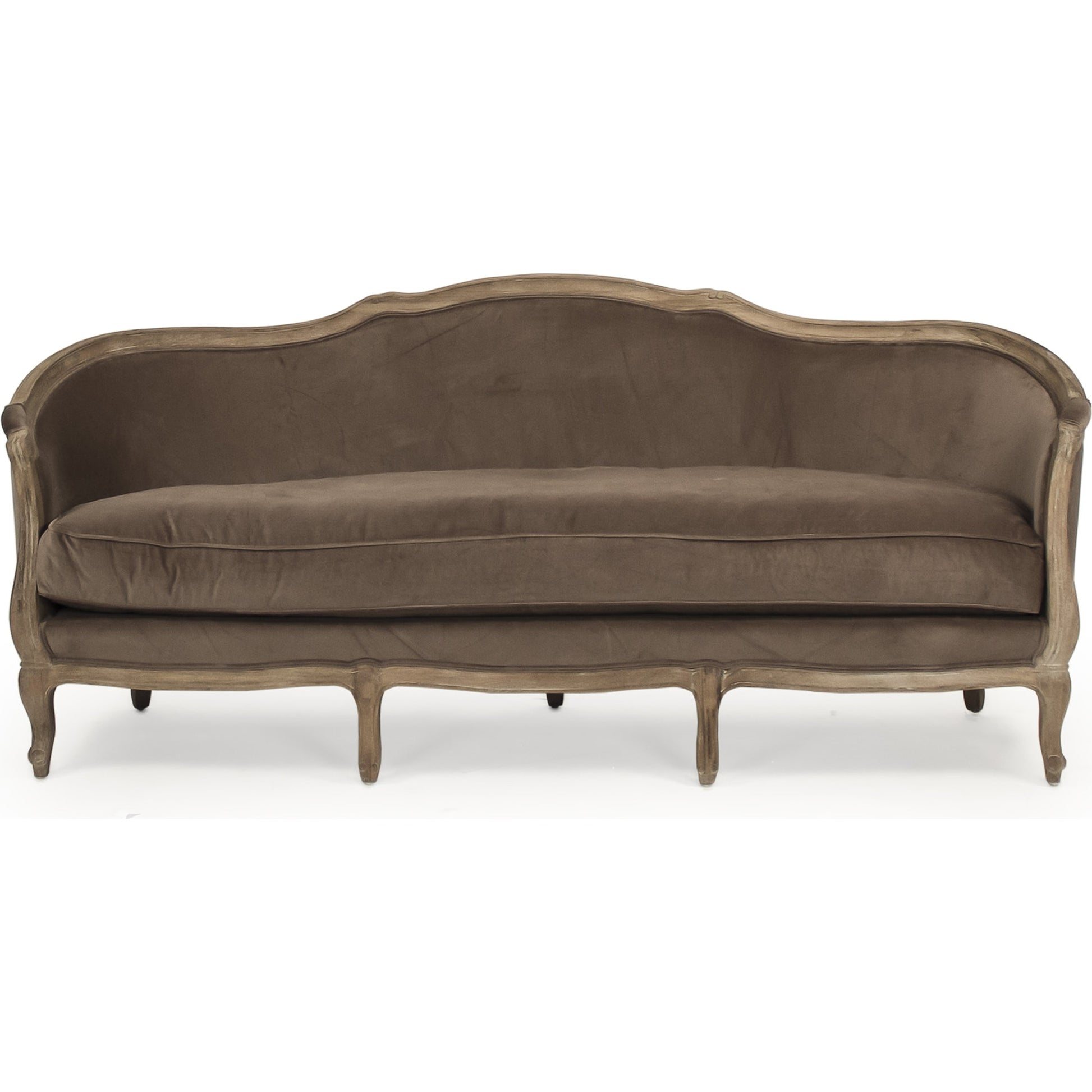 Maison Sofa by Zentique in limed gray oak. Made from limed grey oak in a traditional style.