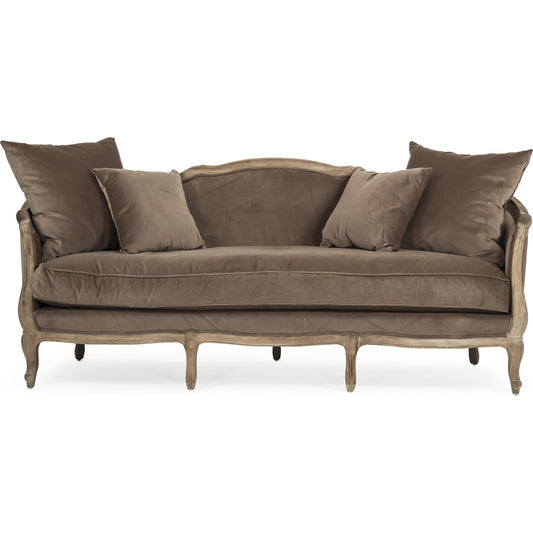 Maison Sofa by Zentique in limed gray oak. Made from limed grey oak in a traditional style.