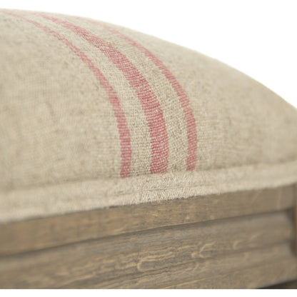 Louis Red Striped Bench by Zentique in khaki linen with red stripe and reclaimed oak. Made from reclaimed oak in a modern style.