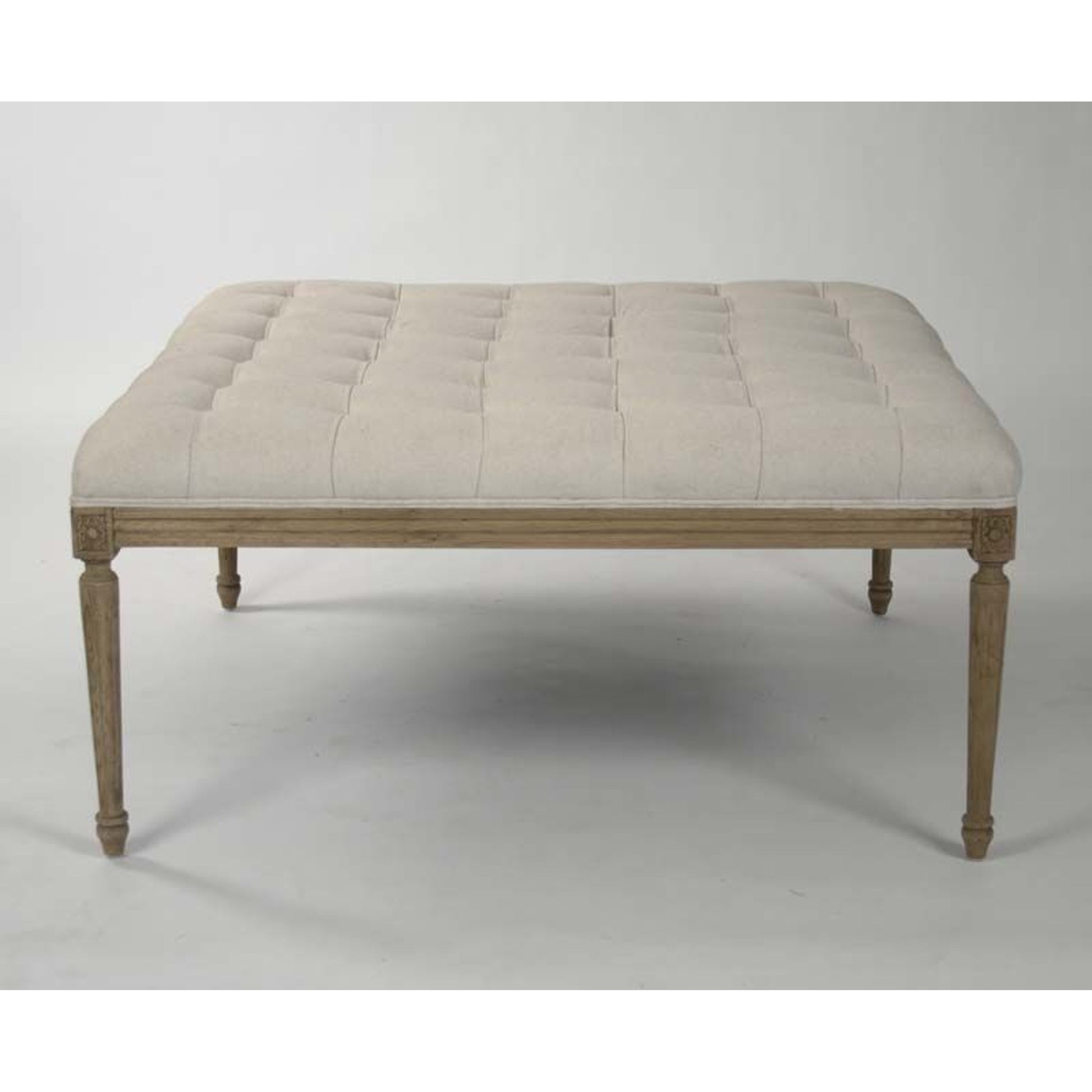 Louis Tufted Ottoman by Zentique in natural oak. Made from natural oak in a traditional style.