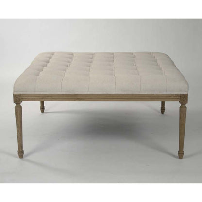 Louis Tufted Ottoman by Zentique in natural oak. Made from natural oak in a traditional style.