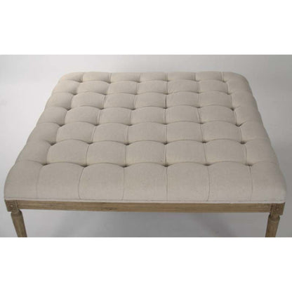 Louis Tufted Ottoman by Zentique in natural oak. Made from natural oak in a traditional style.