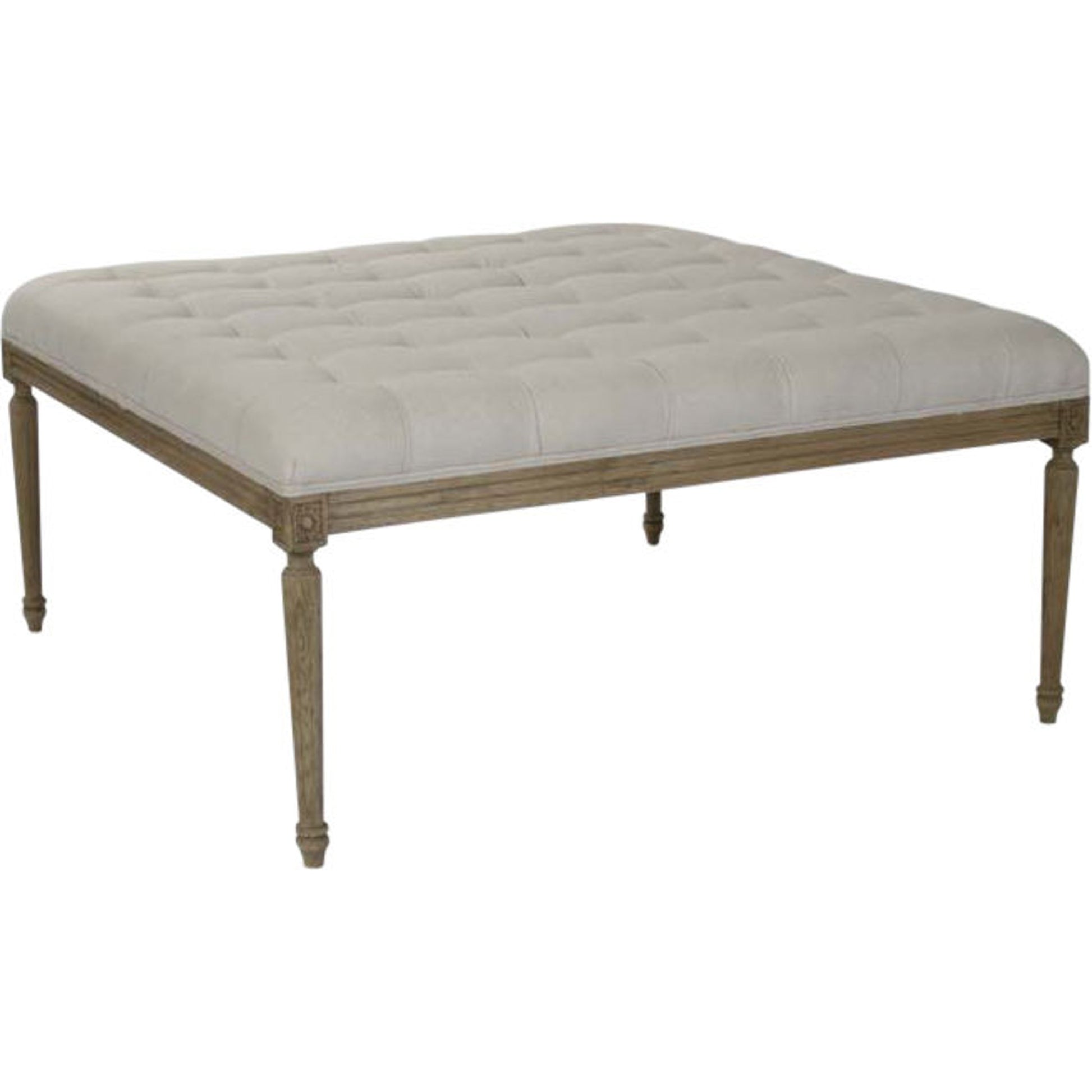 Louis Tufted Ottoman by Zentique in natural oak. Made from natural oak in a traditional style.