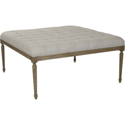 Louis Tufted Ottoman by Zentique in natural oak. Made from natural oak in a traditional style.