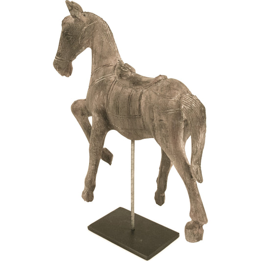 Resin Horse on Stand by Zentique in resin, metal. Made from resin, metal in a traditional style.