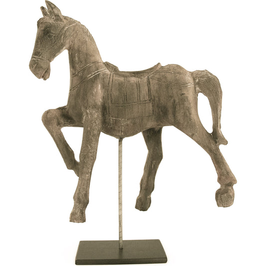 Resin Horse on Stand by Zentique in resin, metal. Made from resin, metal in a traditional style.