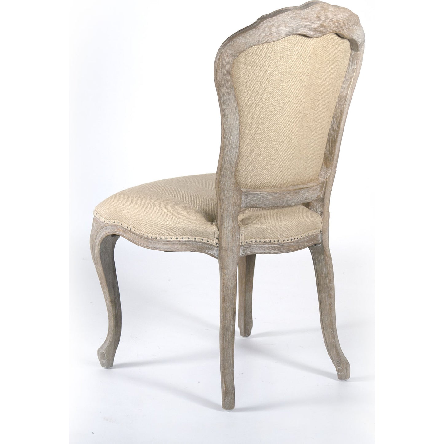 002 S-337696 | Additional Silo | Lyon Side Chair by Zentique in hemp linen and limed gray oak. Made from limed grey oak in a traditional style.