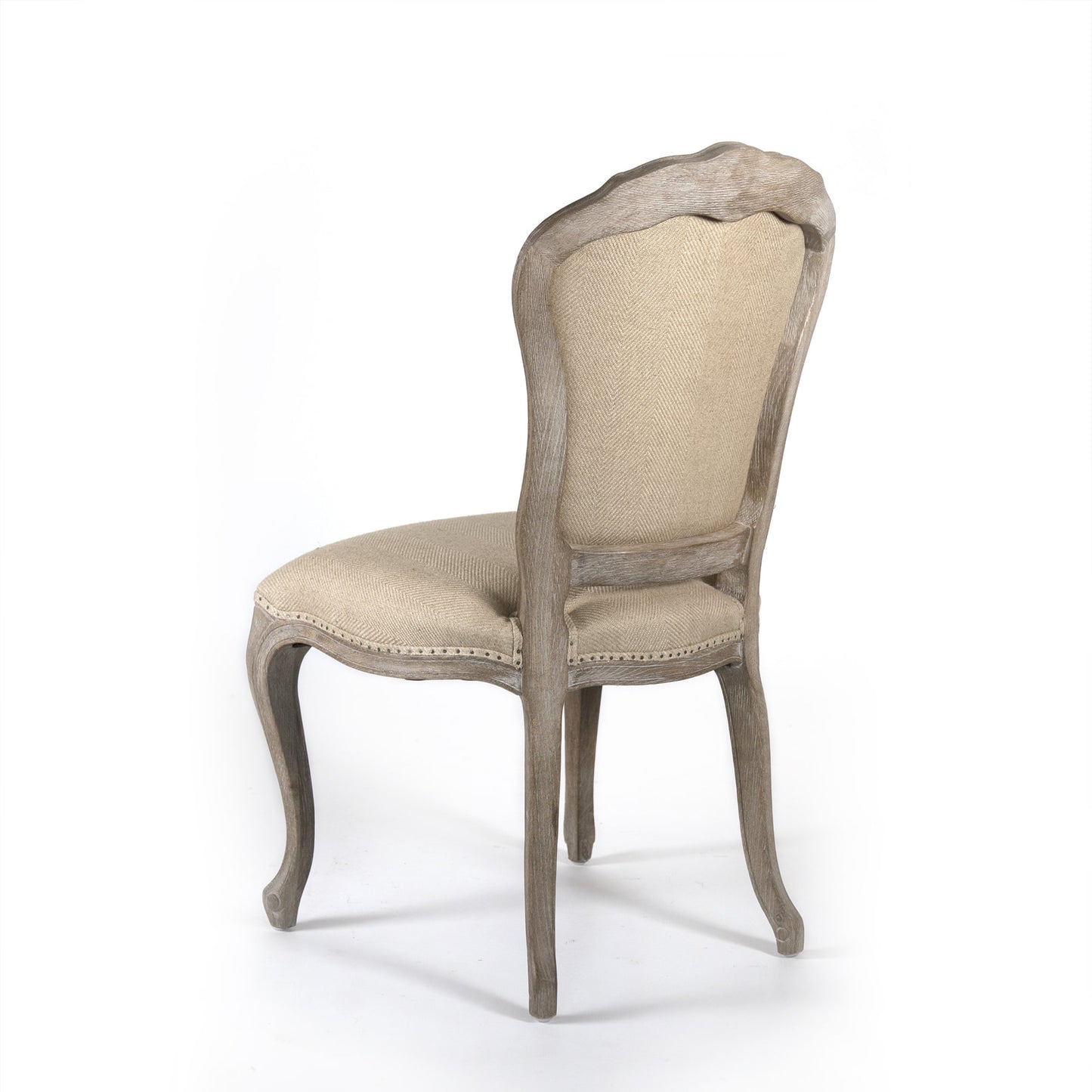 004 S-337696 | Additional Silo | Lyon Side Chair by Zentique in hemp linen and limed gray oak. Made from limed grey oak in a traditional style.
