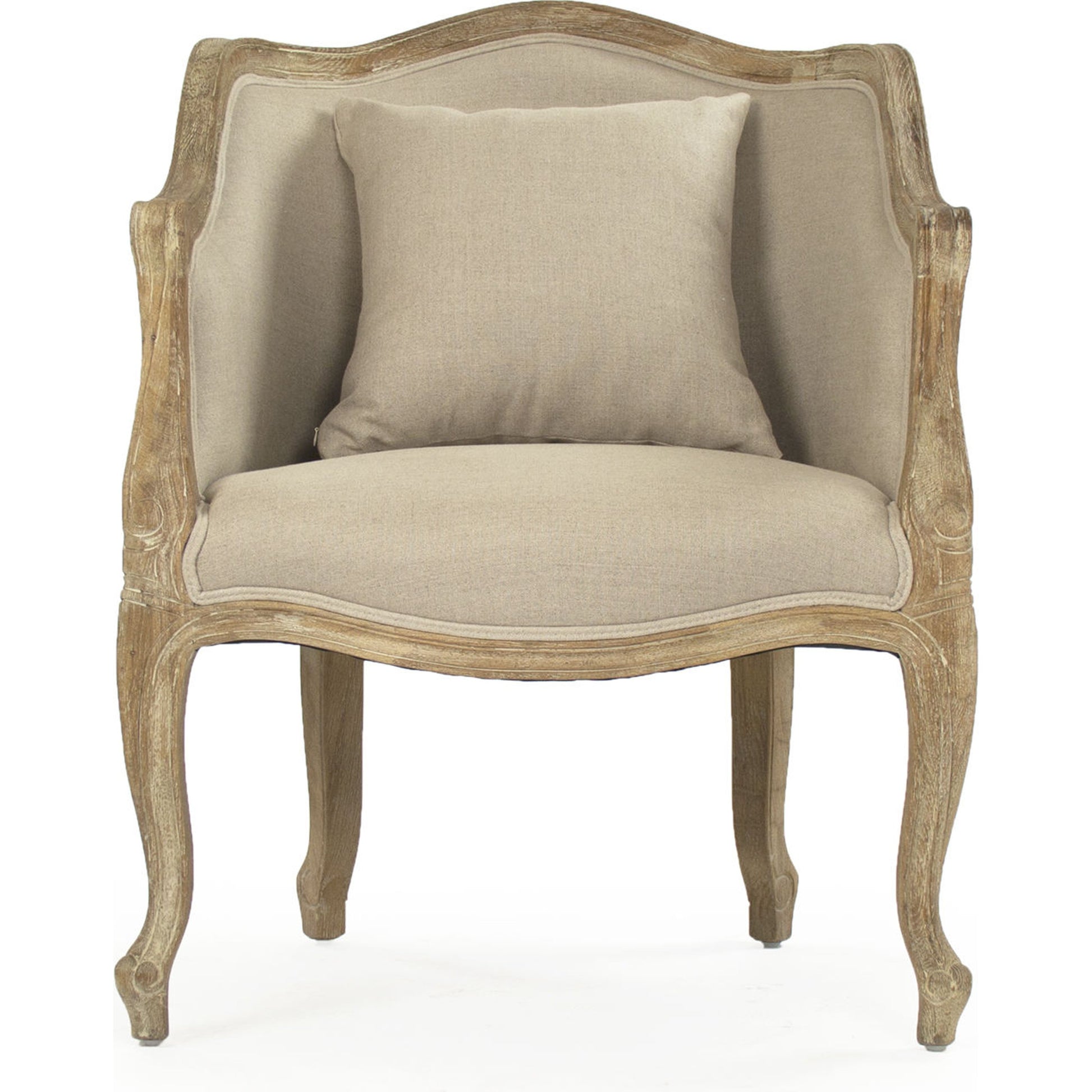 Pierre Club Chair by Zentique in limed gray oak. Made from limed grey oak in a traditional style.