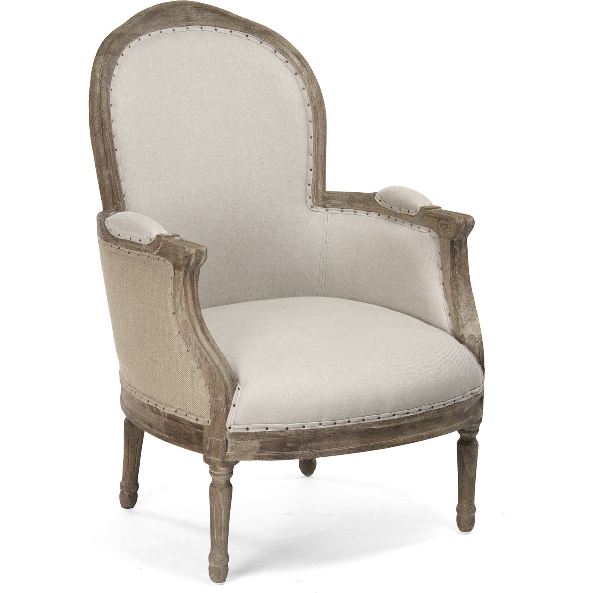 Pascal Club Chair by Zentique in limed gray oak. Made from limed grey oak in a transitional style.