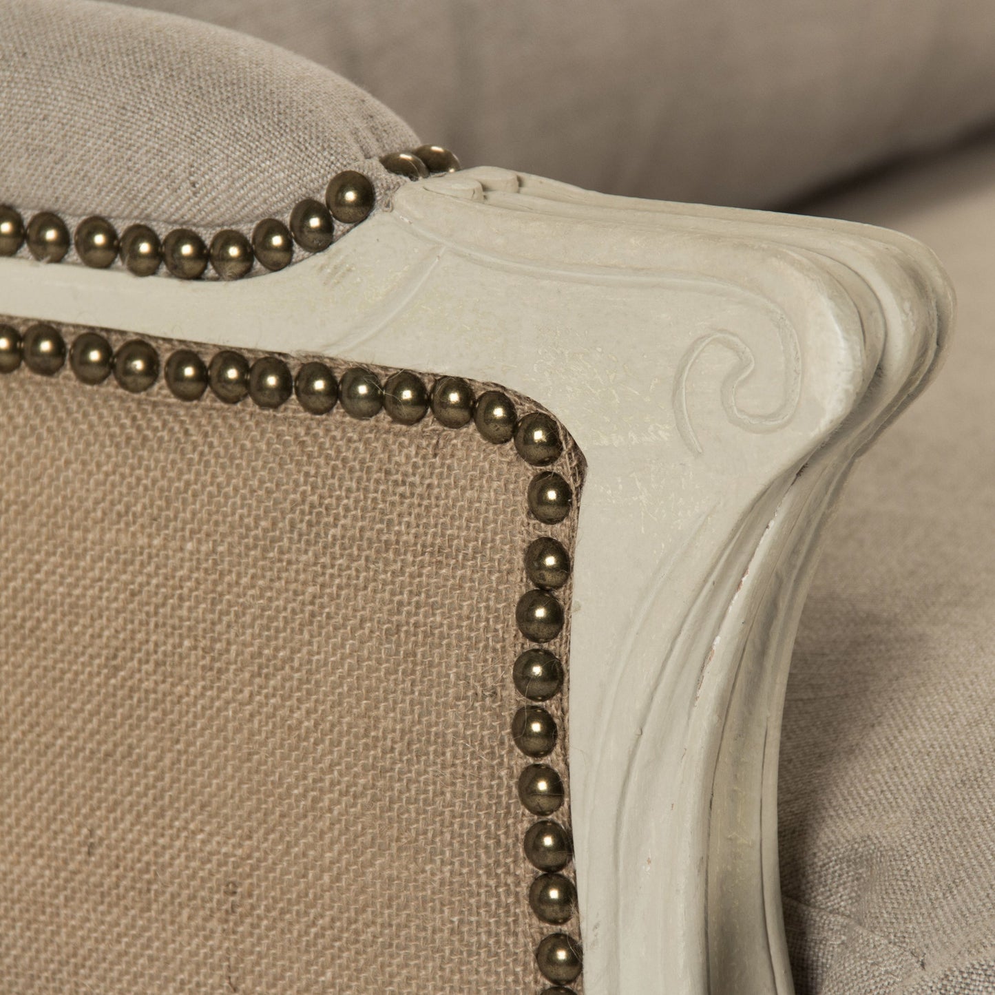 009 S-337545 | Closeup | Leon Sofa by Zentique. Made from limed grey oak in a traditional style.