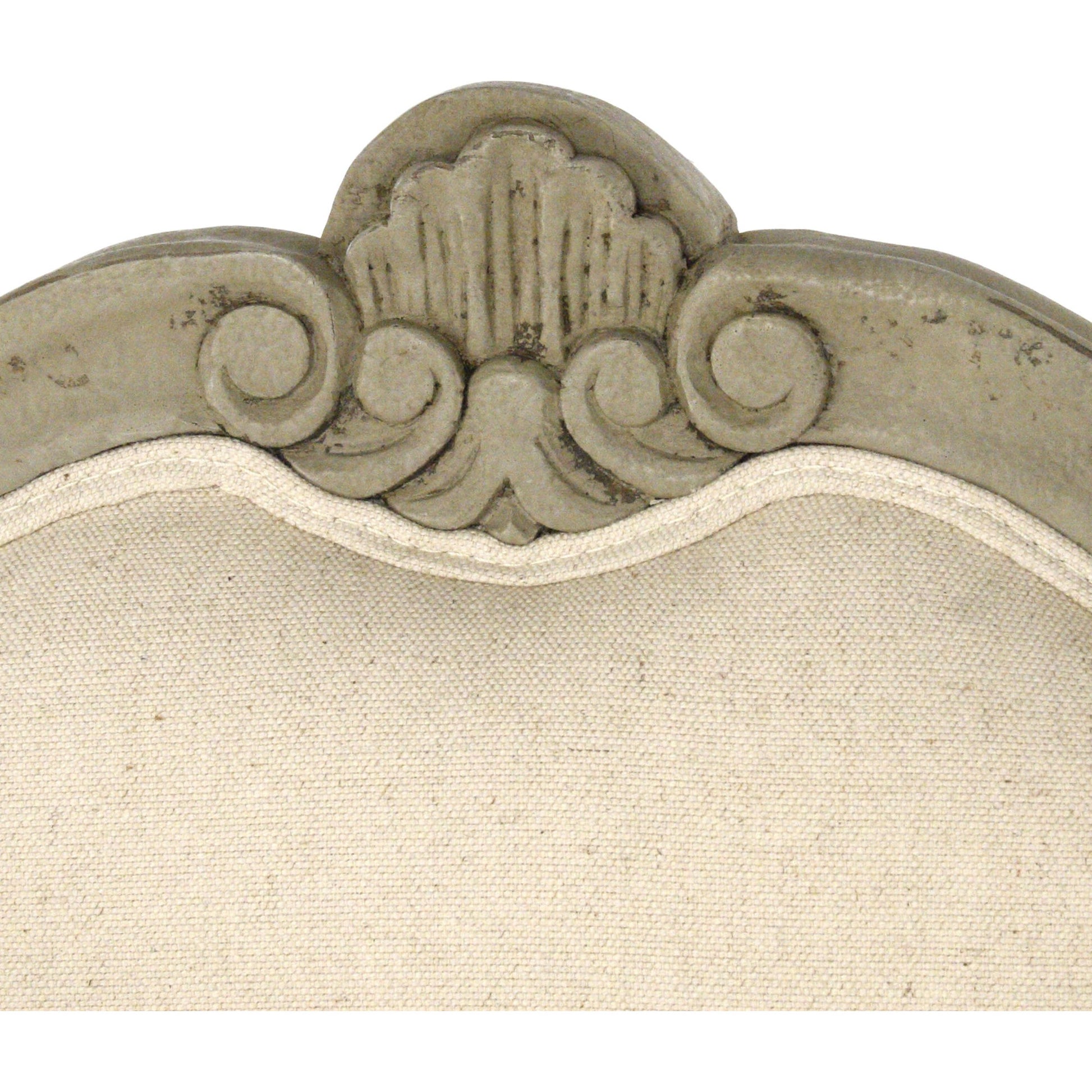 Adele Settee by Zentique in off-white cotton, jute and faux olive green birch. Made from faux olive green birch in a cottage & farmhouse style.