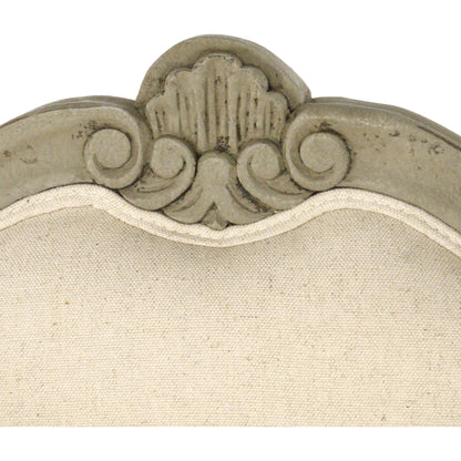 Adele Settee by Zentique in off-white cotton, jute and faux olive green birch. Made from faux olive green birch in a cottage & farmhouse style.