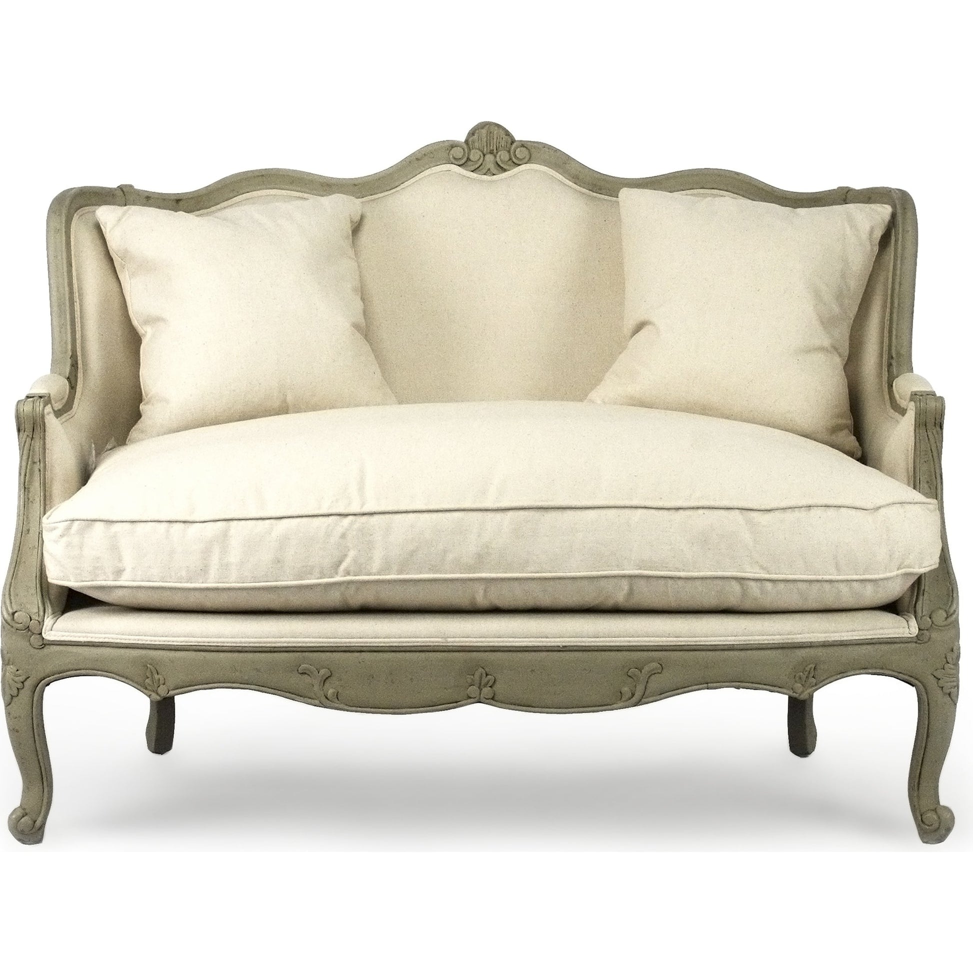 Adele Chair by Zentique in off-white cotton and faux olive green birch. Made from faux olive green birch in a cottage & farmhouse style.