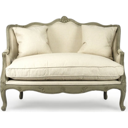 Adele Chair by Zentique in off-white cotton and faux olive green birch. Made from faux olive green birch in a cottage & farmhouse style.