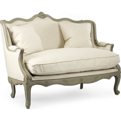 Adele Chair by Zentique in off-white cotton and faux olive green birch. Made from faux olive green birch in a cottage & farmhouse style.