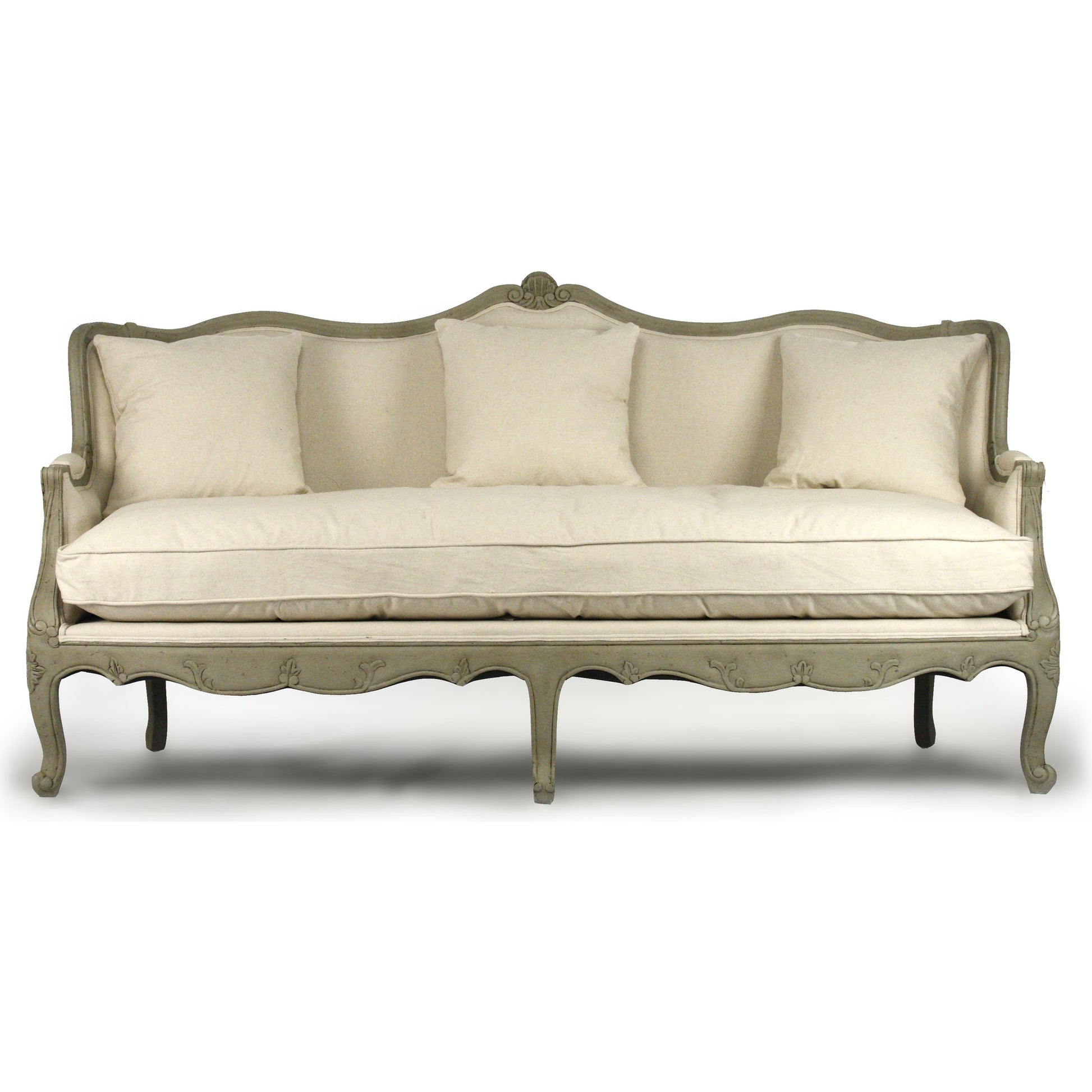 Adele Sofa by Zentique in faux olive green birch. Made from faux olive green birch in a traditional style.