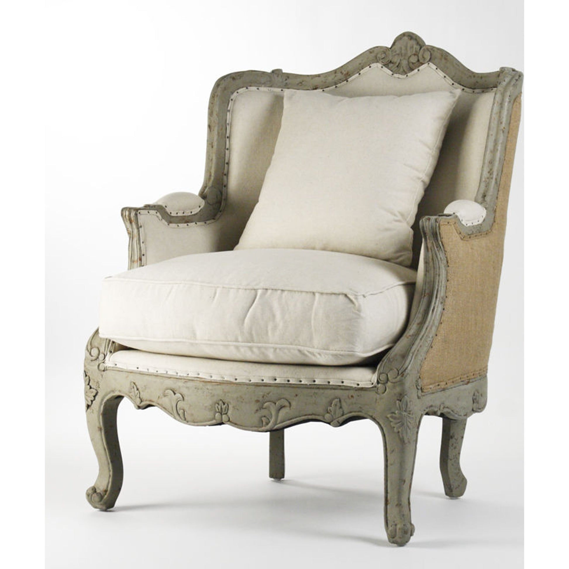 Adele Love Chair by Zentique in faux olive green birch. Made from faux olive green birch in a traditional style.