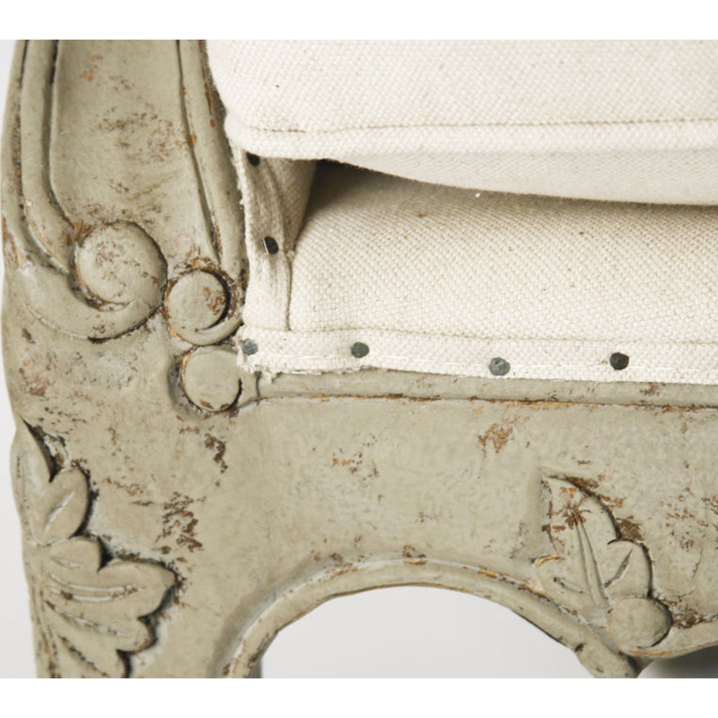 008 S-336480 | Closeup | Adele Love Chair by Zentique in faux olive green birch. Made from faux olive green birch in a traditional style.