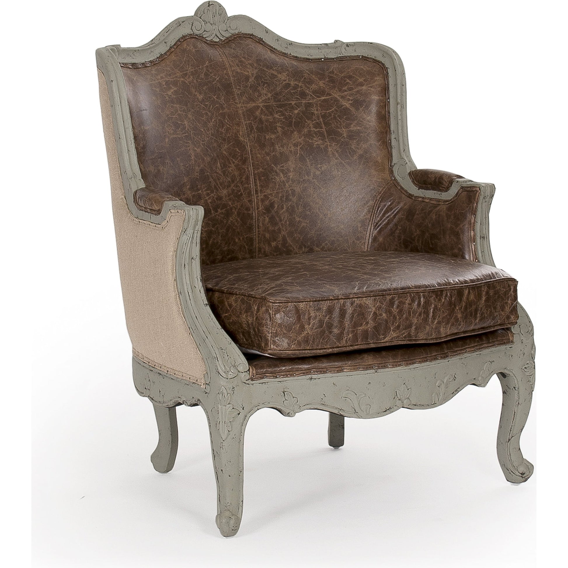 Adele Love Chair by Zentique in faux olive green birch. Made from faux olive green birch in a traditional style.