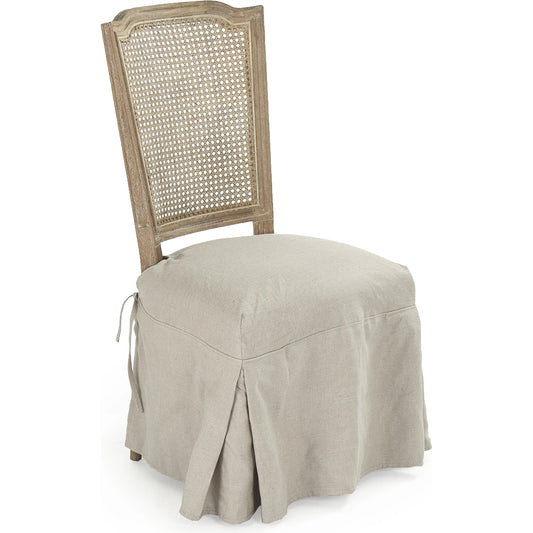 Jeena Side Chair by Zentique in natural cream linen and limed gray oak. Made from limed grey oak in a cottage & farmhouse style.