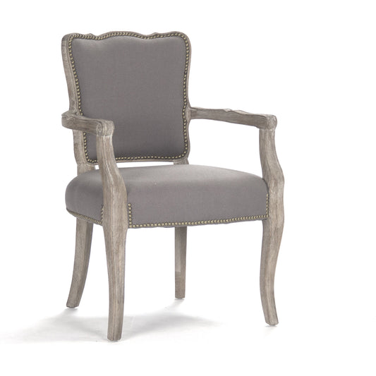 001 S-337096 | Additional Silo | Elise Arm Chair by Zentique in gray hemp and limed gray oak. Made from limed grey oak in a traditional style.