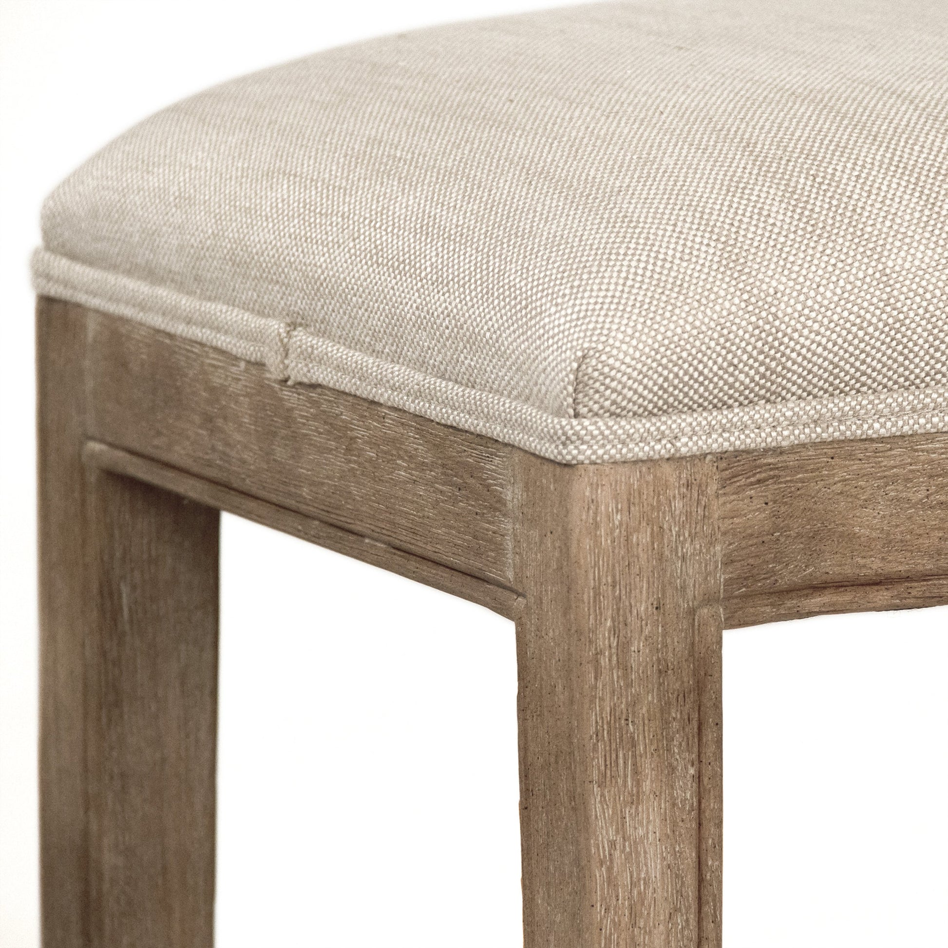 Cora Counter Stool by Zentique in oatmeal and limed gray oak. Made from limed grey oak in a transitional style.