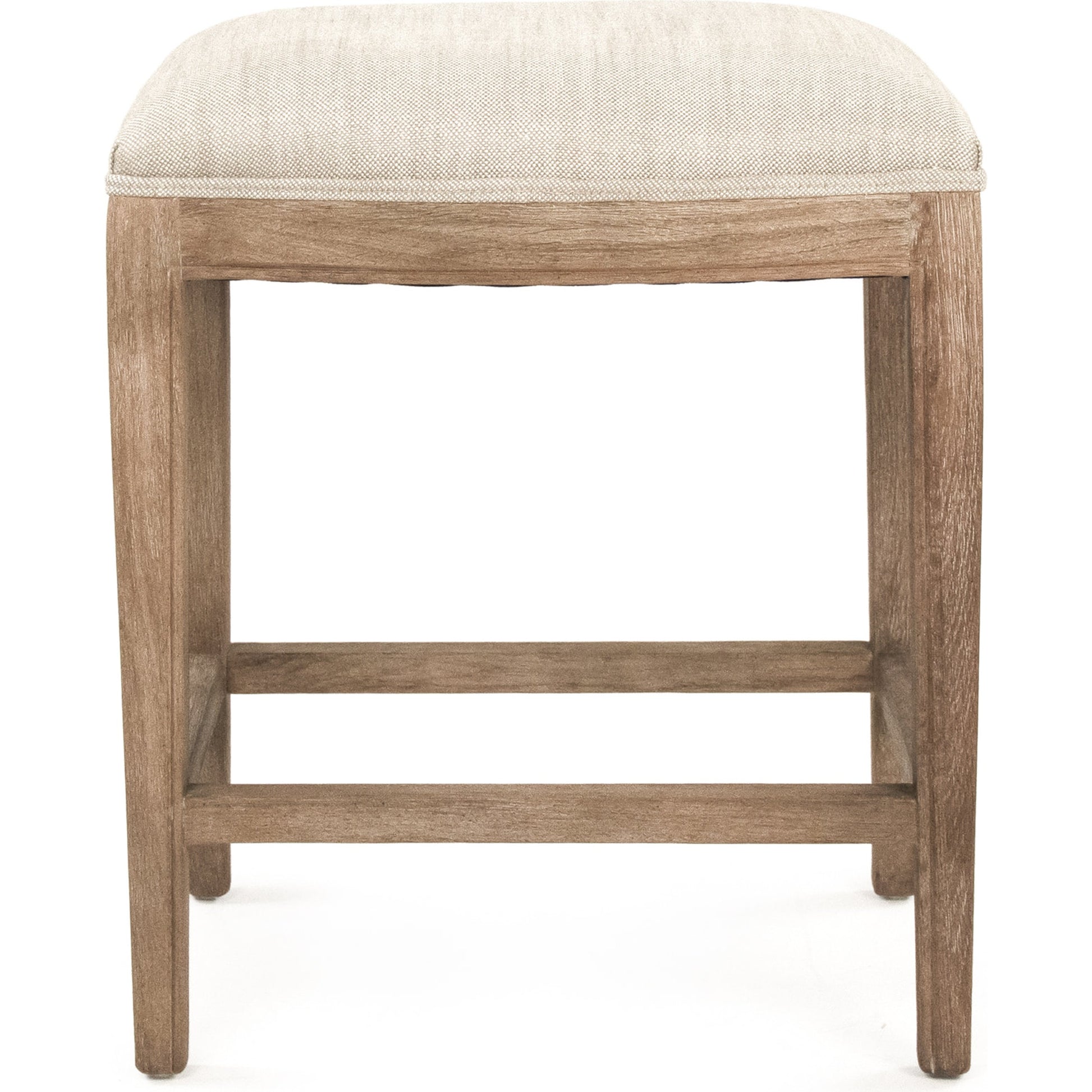 Cora Counter Stool by Zentique in oatmeal and limed gray oak. Made from limed grey oak in a transitional style.