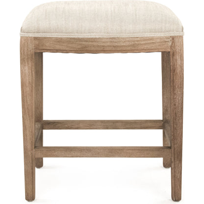 Cora Counter Stool by Zentique in oatmeal and limed gray oak. Made from limed grey oak in a transitional style.