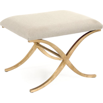 Amara Bench by Zentique in green velvet and gold leaf on metal. Made from gold leaf on metal in a modern style.