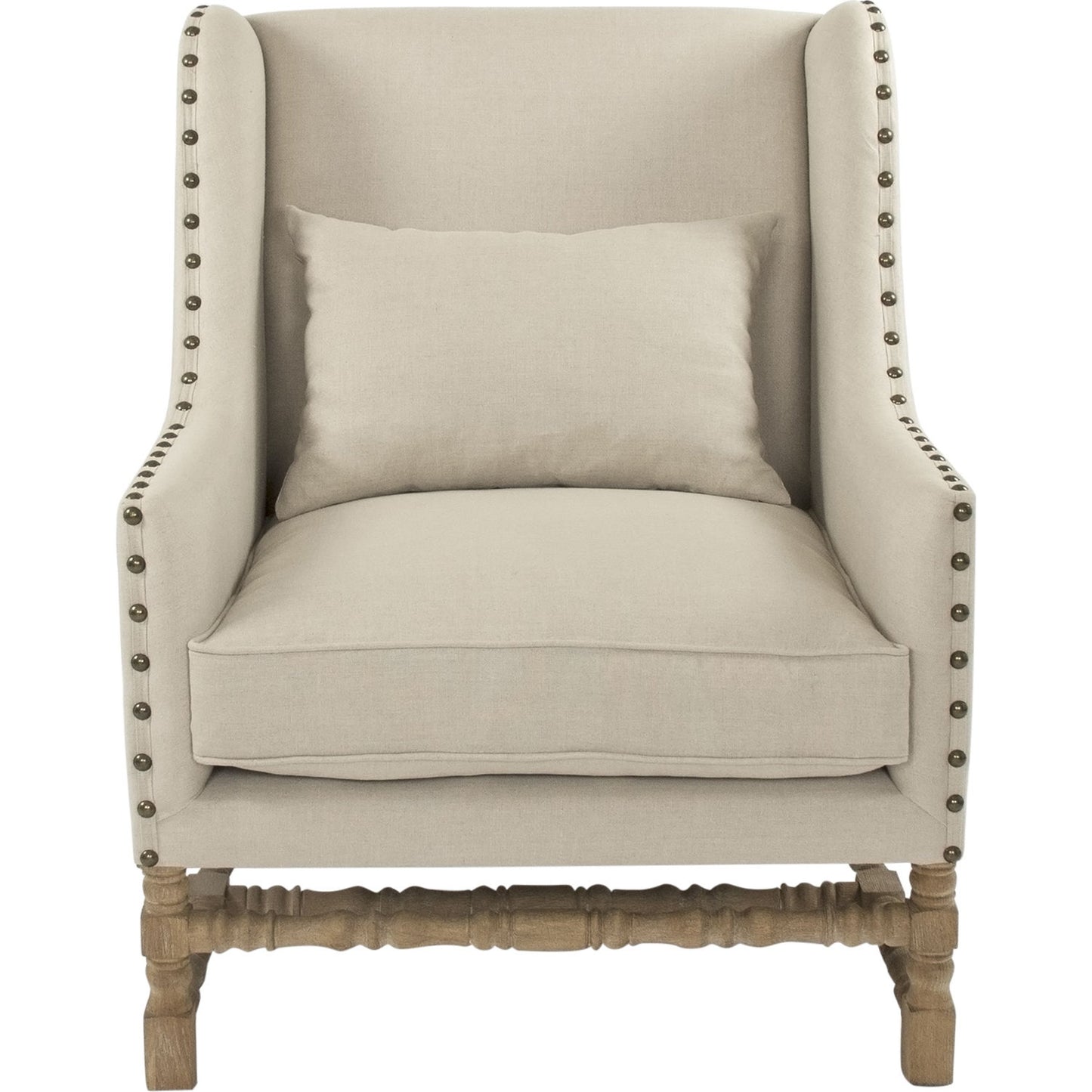 002 S-337169 | Additional Silo | Francois Club Chair by Zentique in natural linen and limed gray oak. Made from limed grey oak in a transitional style.