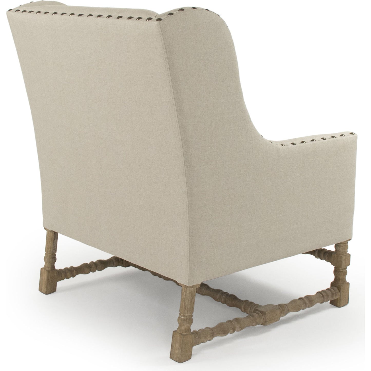 003 S-337169 | Additional Silo | Francois Club Chair by Zentique in natural linen and limed gray oak. Made from limed grey oak in a transitional style.