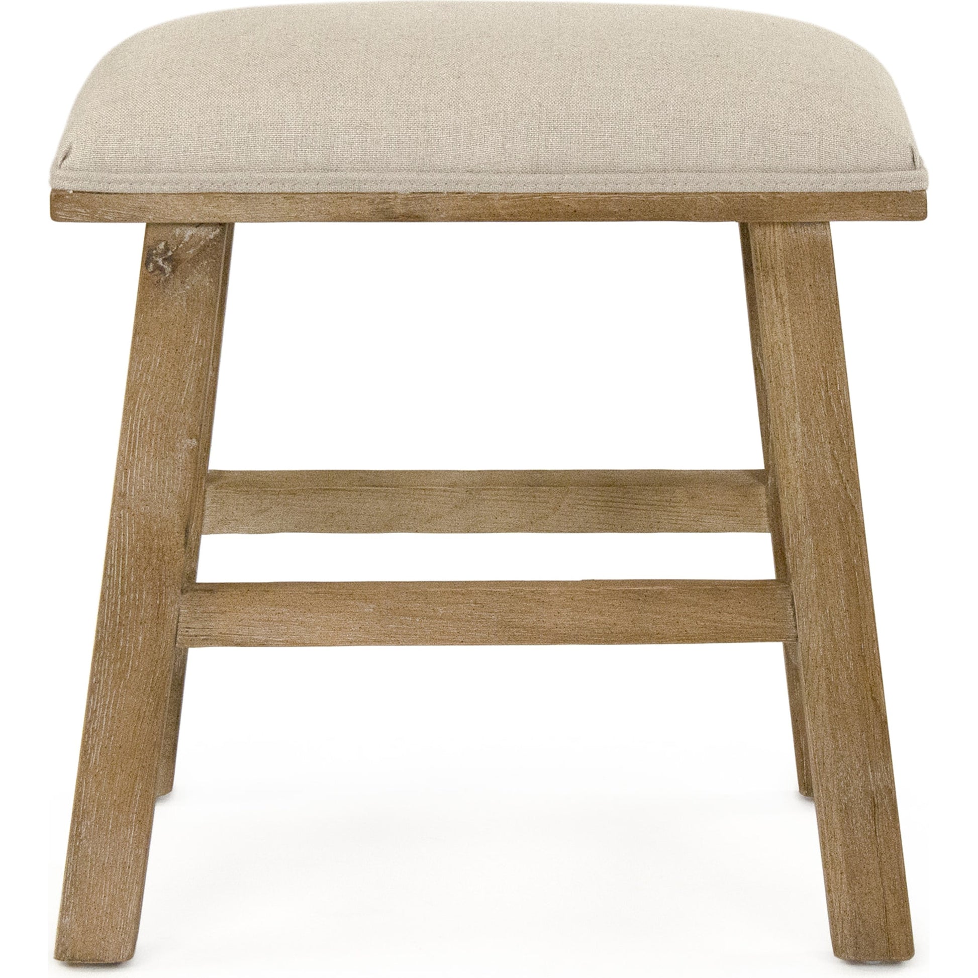 Jocelyn Stool by Zentique in natural linen and limed gray oak. Made from limed grey oak in a transitional style.