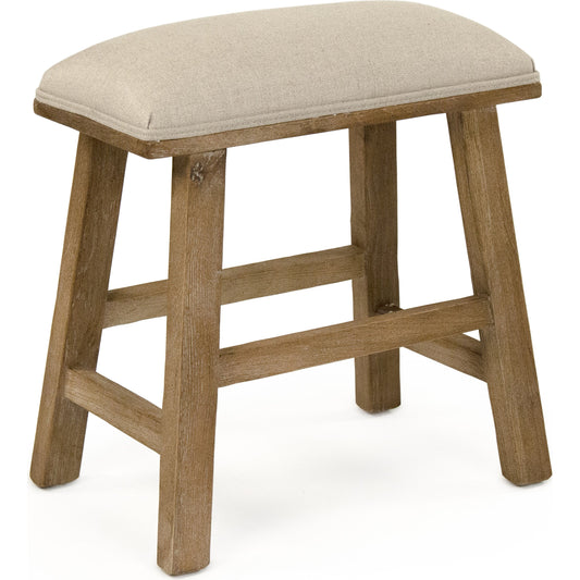 Jocelyn Stool by Zentique in natural linen and limed gray oak. Made from limed grey oak in a transitional style.