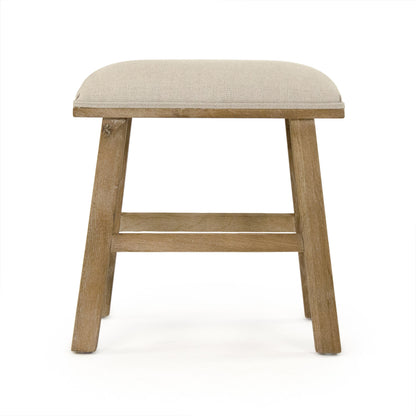Jocelyn Stool by Zentique in natural linen and limed gray oak. Made from limed grey oak in a transitional style.