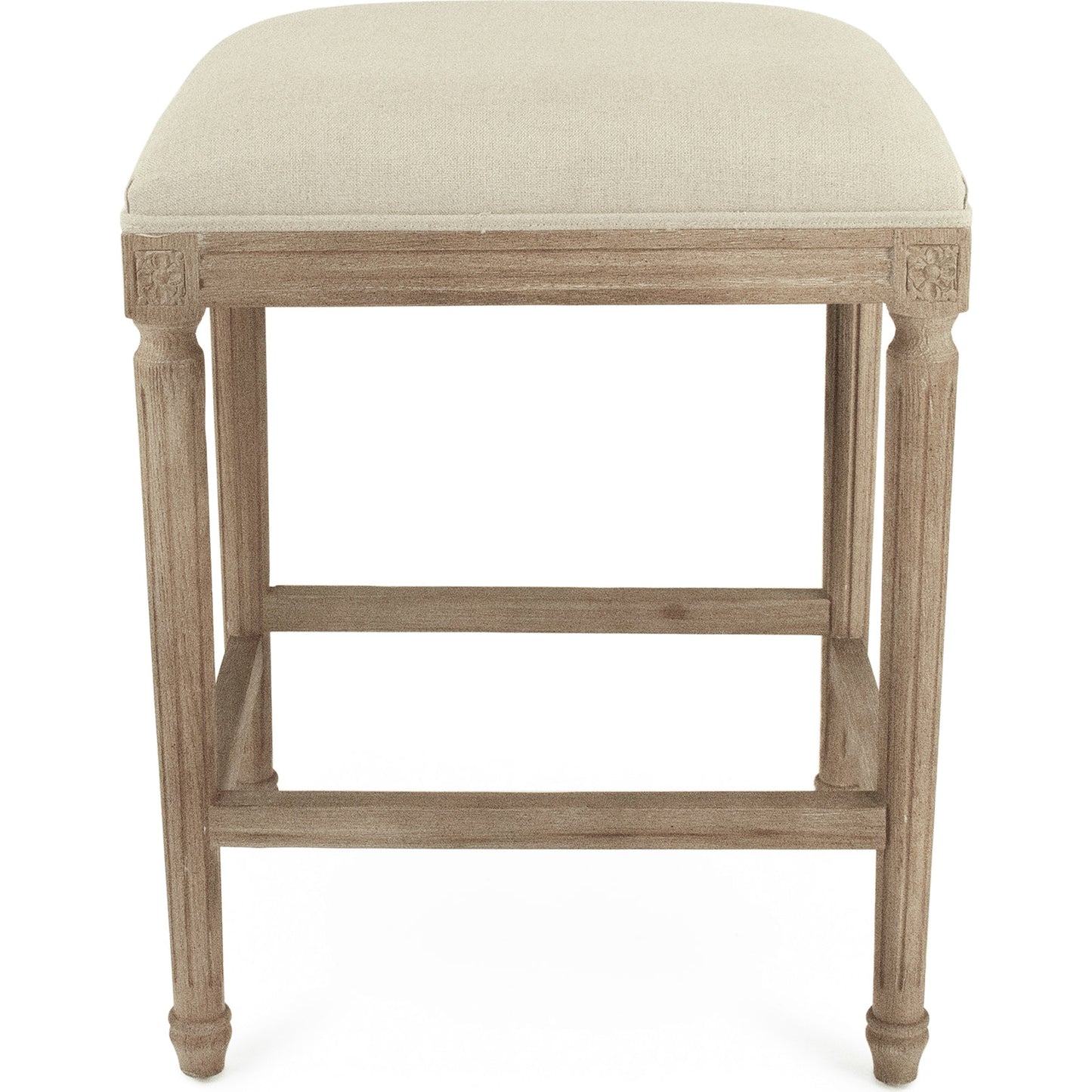 003 SR-900307 | Additional Silo | Louis Counter Stool by Zentique in natural linen and limed gray oak. Made from limed grey oak in a cottage & farmhouse style.