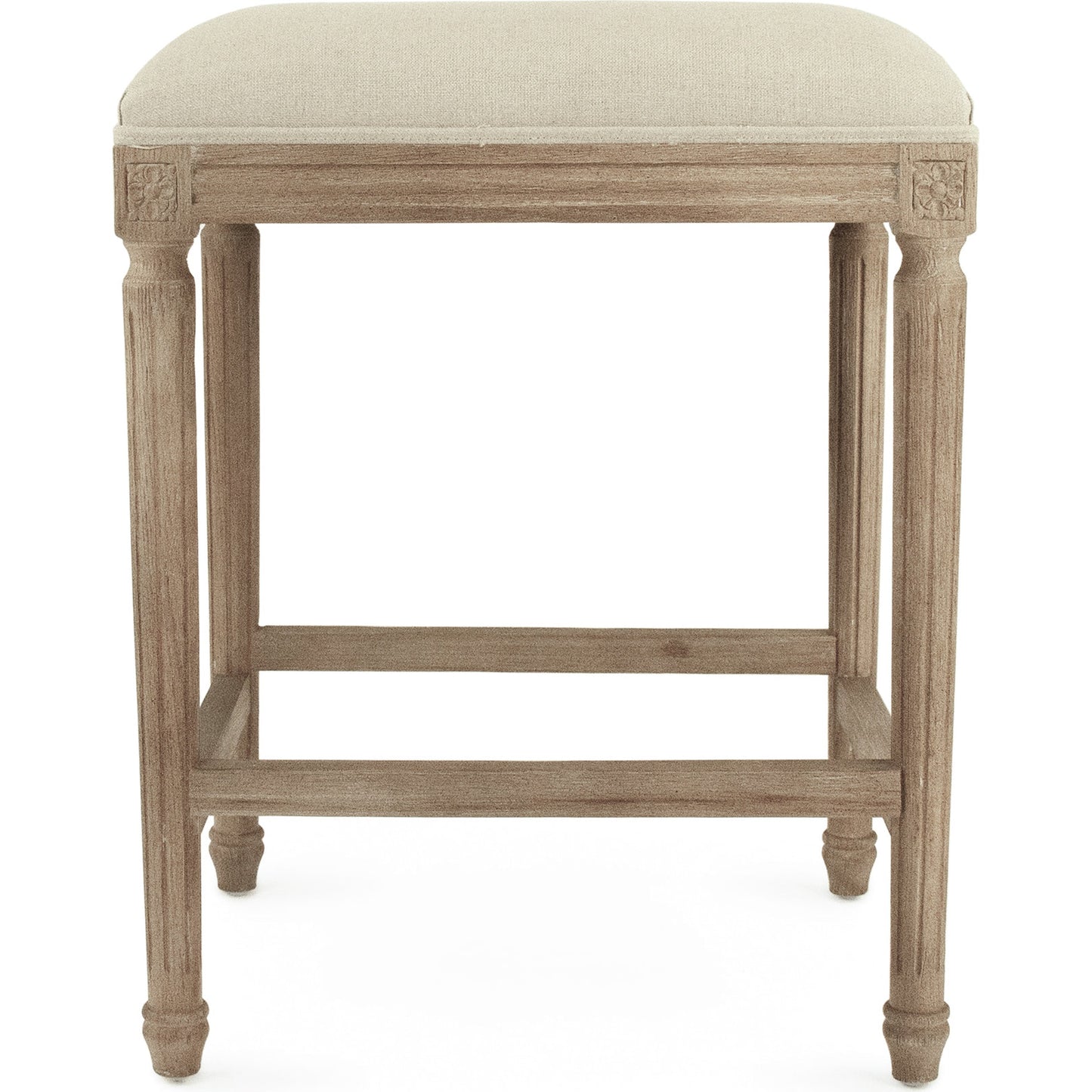 002 SR-900307 | Additional Silo | Louis Counter Stool by Zentique in natural linen and limed gray oak. Made from limed grey oak in a cottage & farmhouse style.