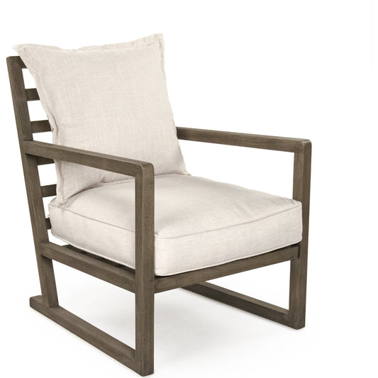 Meredith Club Chair by Zentique in cream and beech, polyester. Made from beech, polyester in a coastal style.